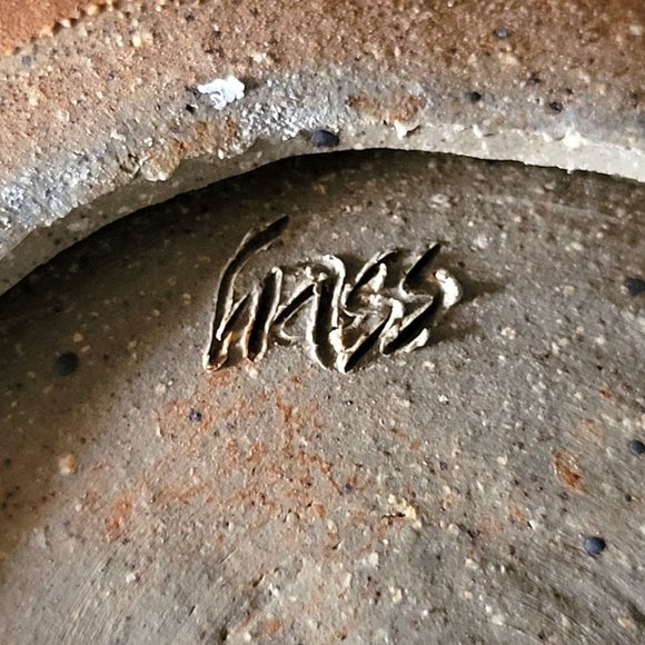 Studio Art Pottery Handmade Speckled Squat Vase MCM Signed Hass - Picture 7 of 8